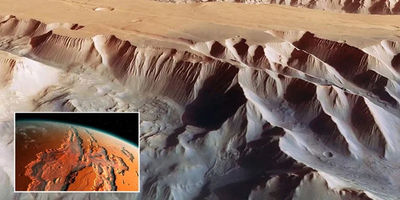 تصاویر خیره کننده از دره «مارینر» در مریخ که پنج برابر عمیق تر از گرند کنیون است